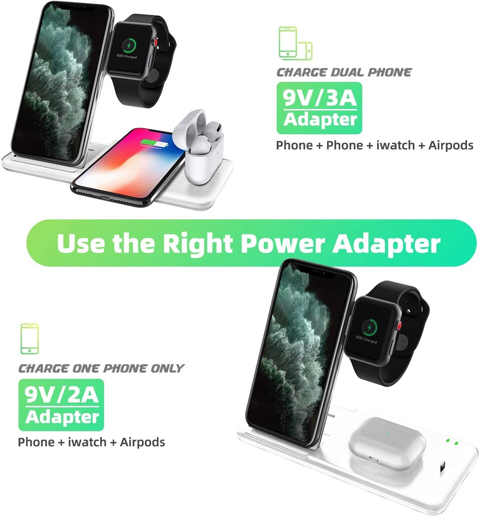 15W 4 in 1 Wireless Charger Stand For iPhone 12 11 XS XR X Foldable Qi Fast Charging Dock Station for Apple Watch Airpods Pro