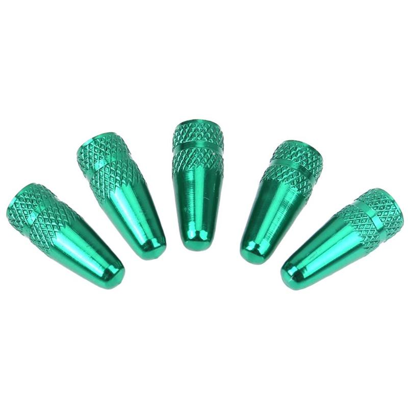 5Pcs Fiets Presta Aluminium Druk Ventieldopjes Dust Covers Ventieldopje Bisiklet Aksesuar Ventiel Stofkap Fiets Accessoires: Green