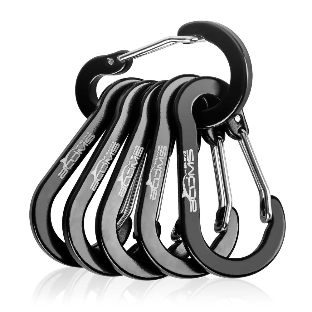 Ausleger Angeln CC1 Stahl Kleine Karabiner Clips draussen Camping Multi Werkzeug Angeln Acessories 6 stücke: schwarz