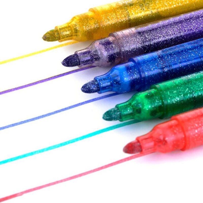 5 Stks/set Magic Glitter Marker Pen Heldere Gekleurde Marker Water Verf Pen Voor Tekenen Schilderen Briefpapier