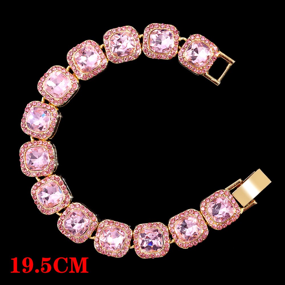 Miami Cuban Bracelets Anklet For Women Bling Full Rhinestone Paved Link Iced Out Hand Chain Jewelry Accessories: C012902RR