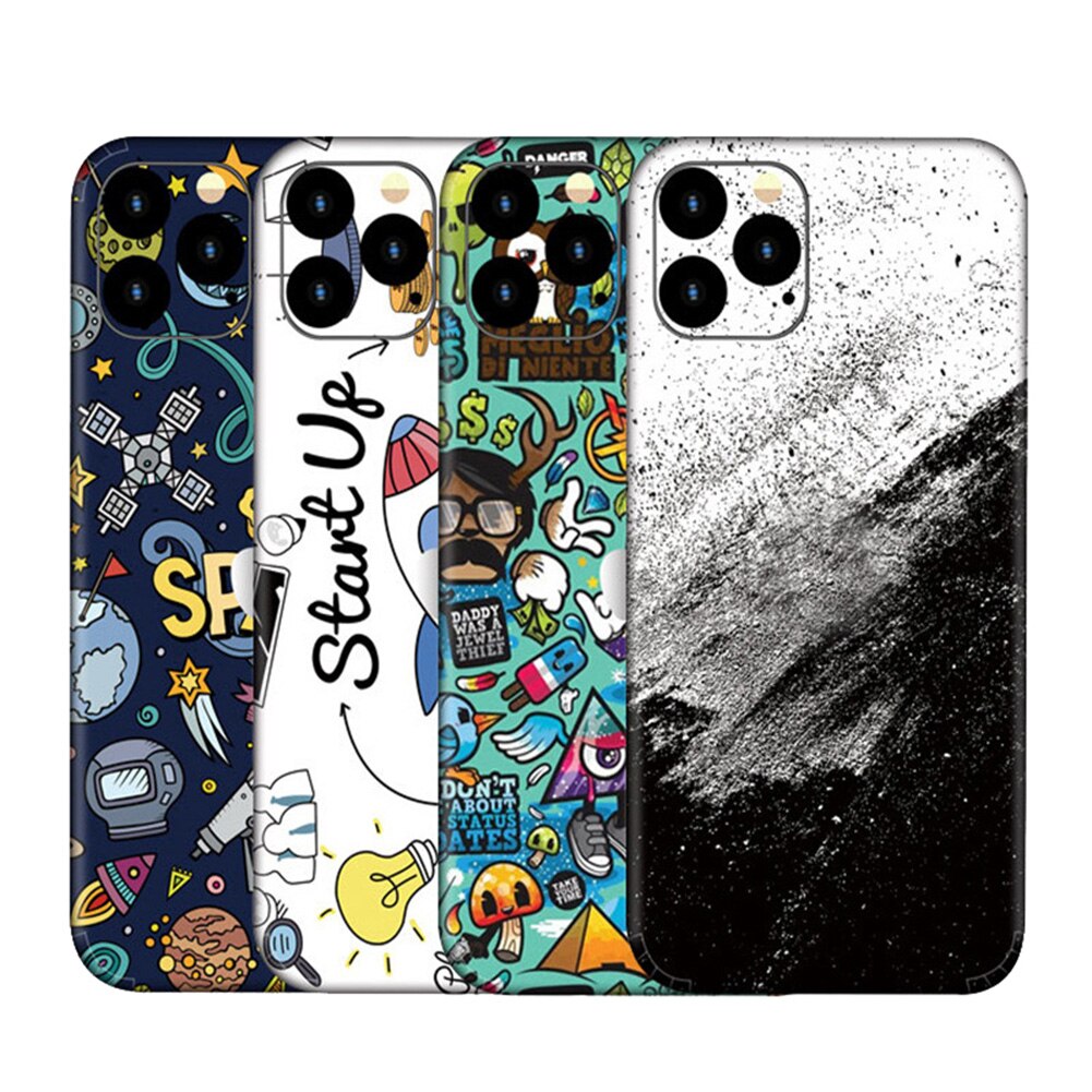 Śliczne kolorowe tylne naklejki na iPhone 11 Cartoon Phone Protector skórki cienka tylna folia dekoracyjna