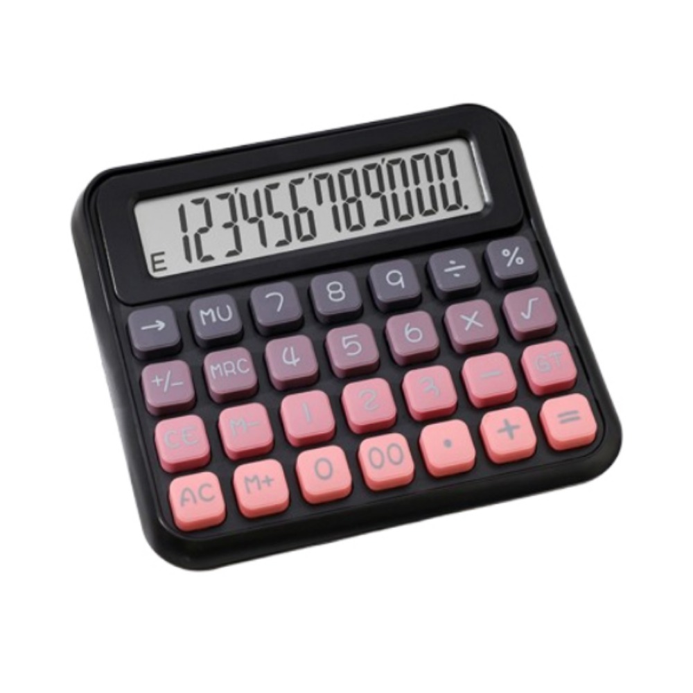 Cute 12 Digits Calculator Easy To Use Portable Finance Calculator Battery Operated Prevent Slipping Student Calculator Business: WHITE