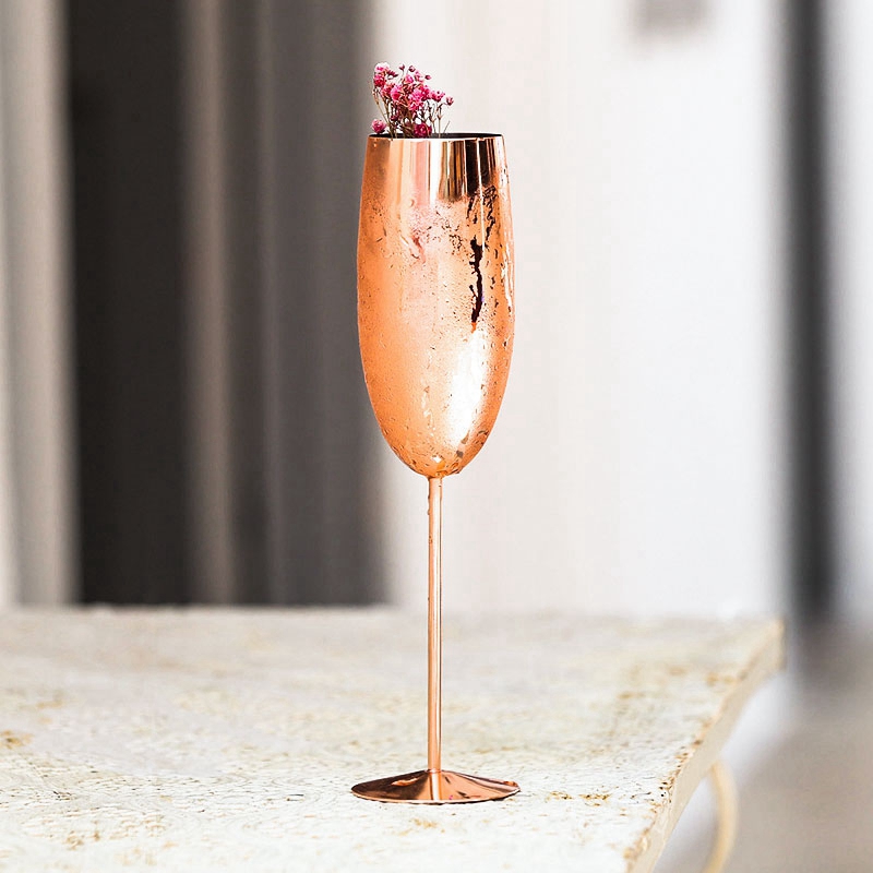 Europa luxo copo de champanhe aço inoxidável retro copo cocktail metal tulipa copos vinho da cozinha fontes festa casamento drinkware