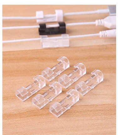 20pcs 3*1cm ABS Cable Winder Home Office Organizer Wire Storage Charger Cable Holder Clips Stationery Desk Set Supplies: Transparent