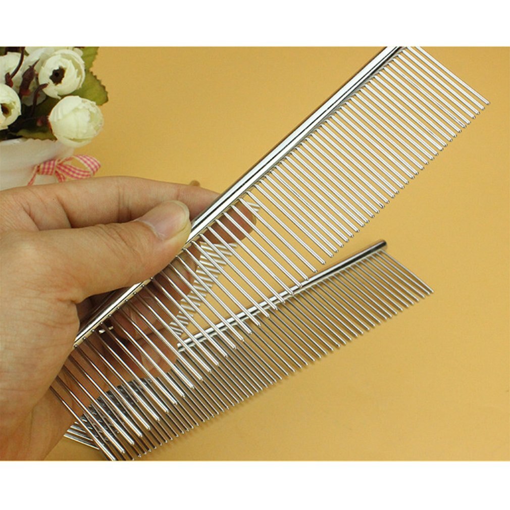 Pet comb Stainless steel beauty comb Row comb Combining Shumi combined knot comb Dog straight row steel comb
