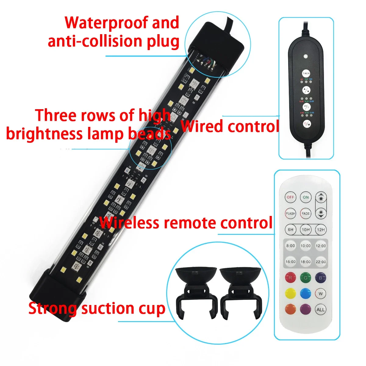 20-70cm Fish Tank 24/7 Full Spectrum Lighting LED Light Aquarium Decoration Aquatic Plant Growth Lamp IP68 Waterproof Freshwater
