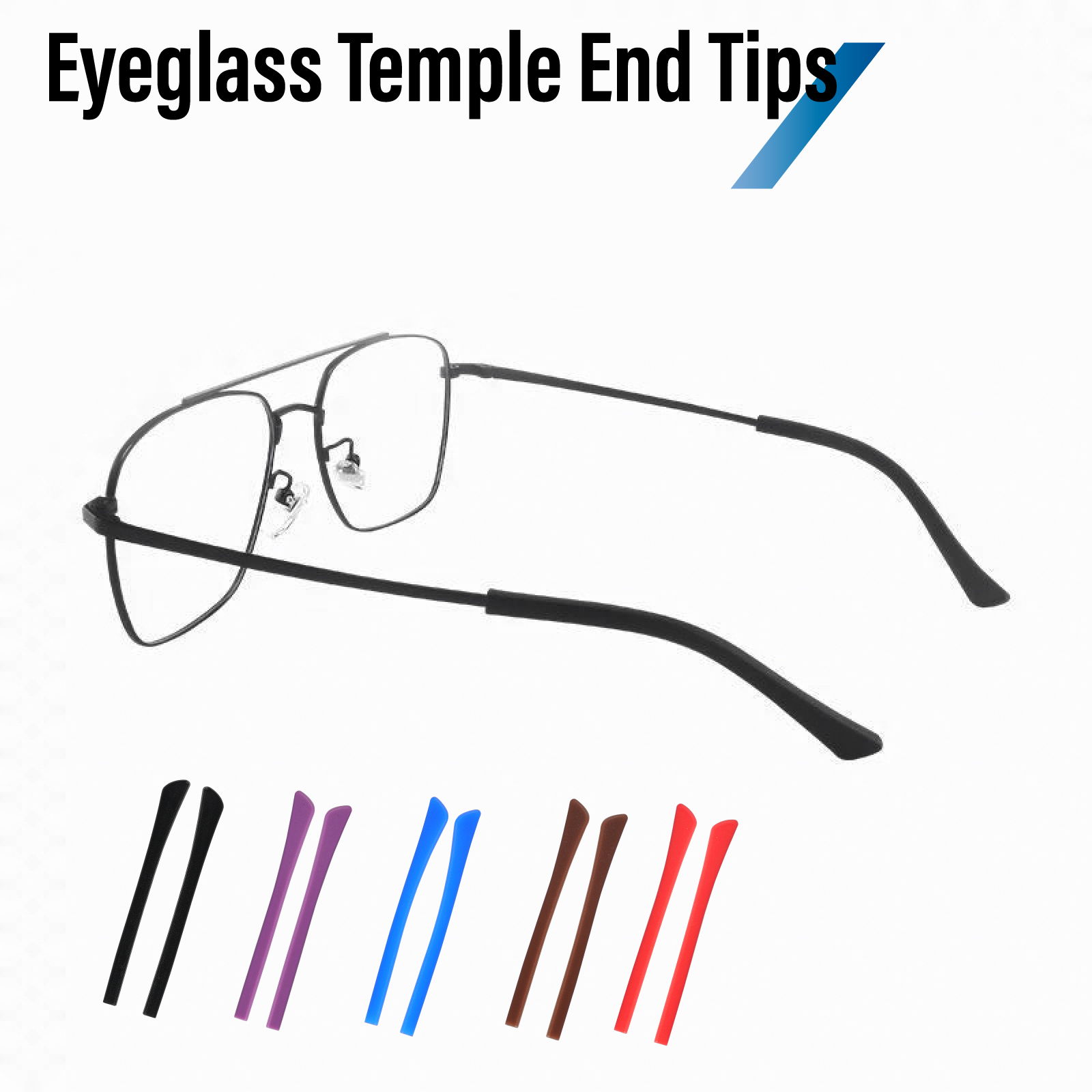 Embouts de lunettes en silicone souple, poignées d'oreille, 5 documents, trou carré, magasin de lunettes, hôpital, 50 paires