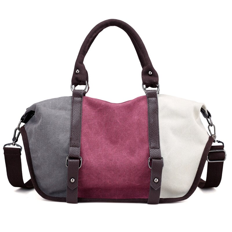 KVKY – sac à main en toile pour femmes, célèbre , grande capacité, Patchwork, fourre-tout Hipster classique Hobos, sac de voyage à bandoulière Vintage: Purple