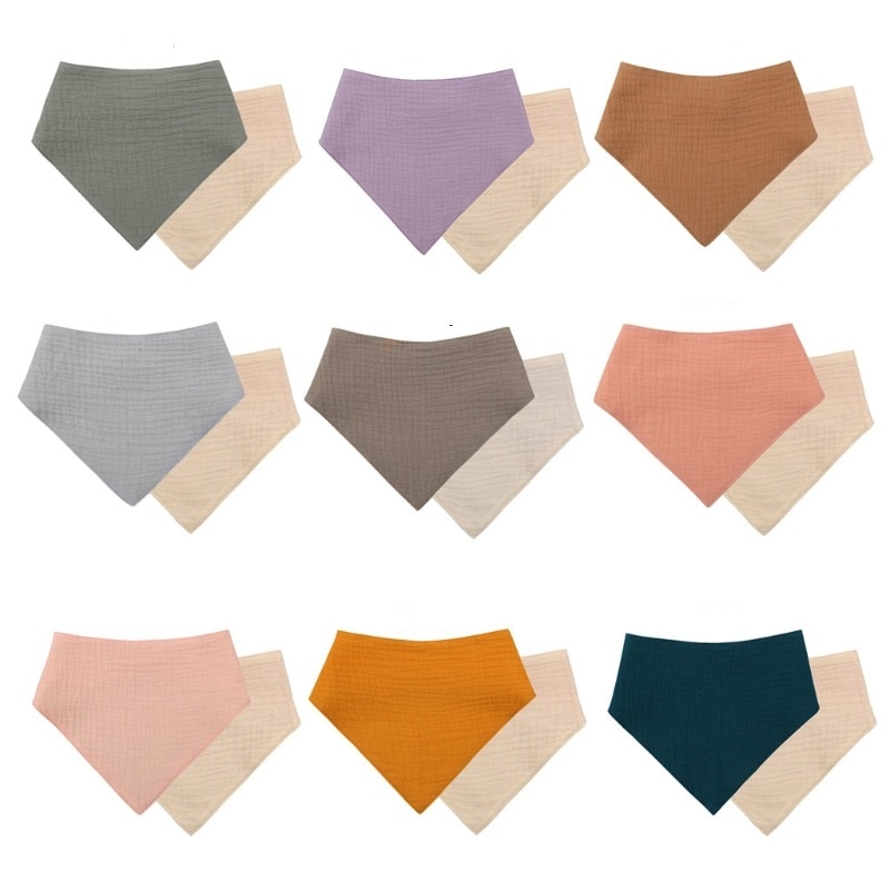 1 Pc Baby Infant Cotton Bib Newborn Double Sided Solid Color Triangle Scarf Feeding Saliva Towel Bandana Burp Cloth Boy Girl Sho