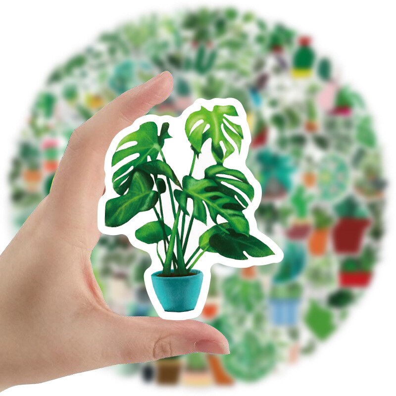 10/50/100Pcs Milieubescherming Groene Planten Stickers Diy Fiets Gitaar Laptop Waterdichte Pvc Klassieke Speelgoed Sticker decals