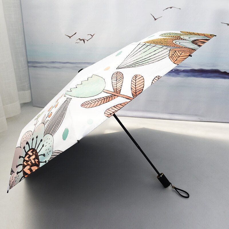 Sombrilla plegable de diosa fresca coreana para mujer, paraguas anti-UV de doble uso para lluvia y sol