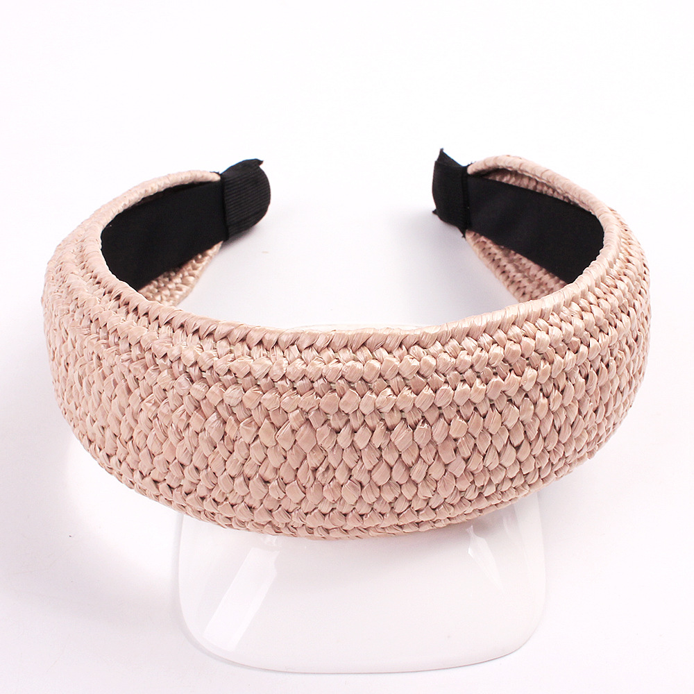 Nova moda cor sólida mão-atada headbands para mulheres acessórios de cabelo cor sólida larga headwear hairbands: Rosa