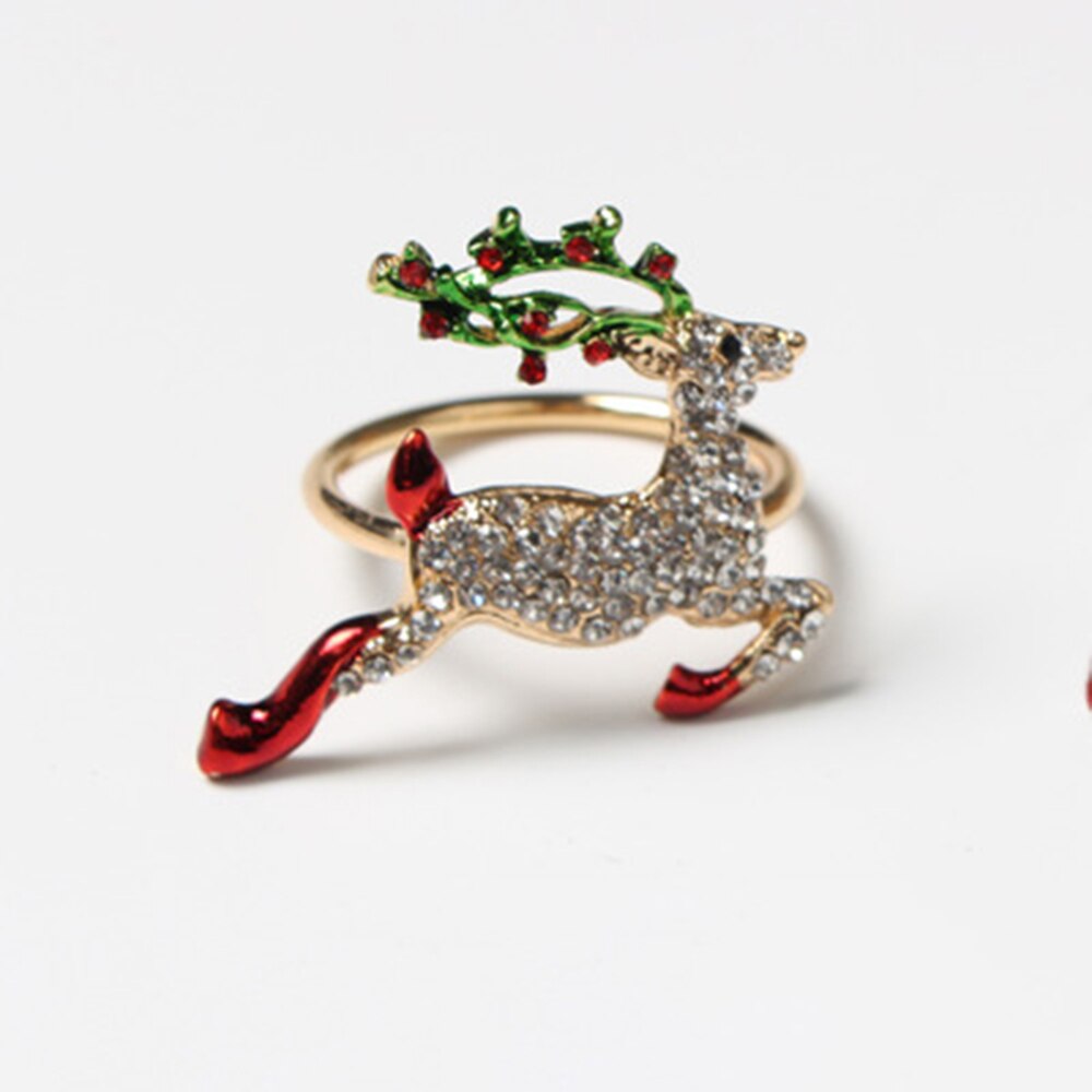 High-end Christmas Tree Napkin Ring Bow Flower Wreath Mouth Ring Hotel Sample Room Set Table Christmas Napkin Buckle: elk