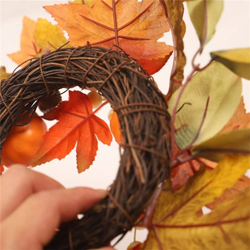 30cm wieniec na Halloween sztuczny liść klonu wieniec z dyni Halloween dekoracja drzwi świędo dziękczynienia wieniec jesienny