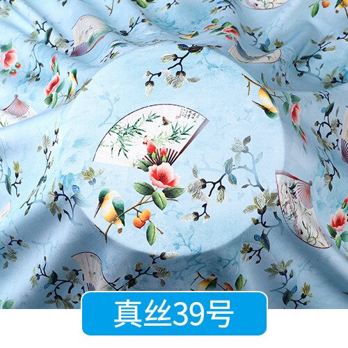 Chinese Zijde Stof Door De Meter Pure Zijde Katoen Hoogwaardige Voor Jurk Bloemen Rok Cheongsam Flower Gedrukt Zachte brocade Naaien: Silk 39