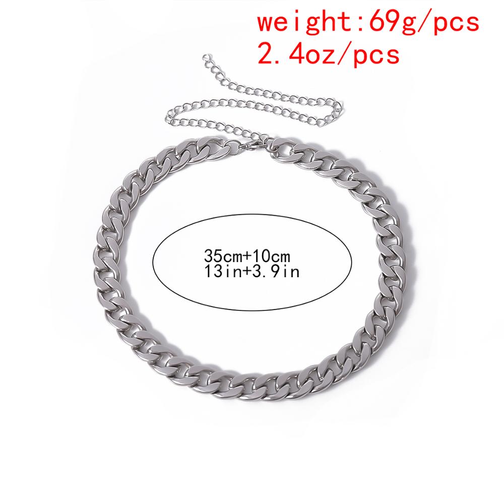Lacteo miami cubana aço inoxidável gargantilha colar rua punk cor prata densa corrente colar moda para mulher e homem