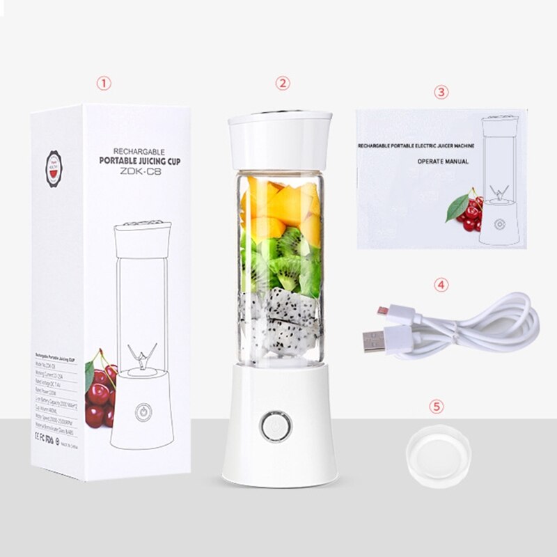 F92F 480Ml Draagbare Elektrische Blender Usb Oplaadbare Juicer Cup Smoothies Mixer Fruitpers Machine