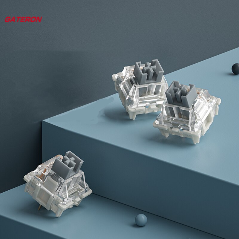 Original Gateron Silver Pro Switch Mechanical Keyboard Linear Feel 45g 3 Pins Factory Pre-lubricate Dual Spring PC Game