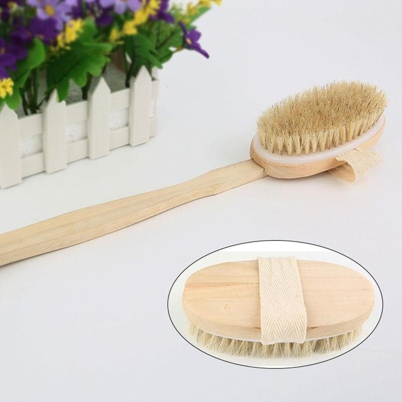 1 Pcs Wooden Back Brush Long Handle Bath Natural Brushes Brushes With Body Bathroom Massager Wooden Shower Exfoliating Hand X6P8