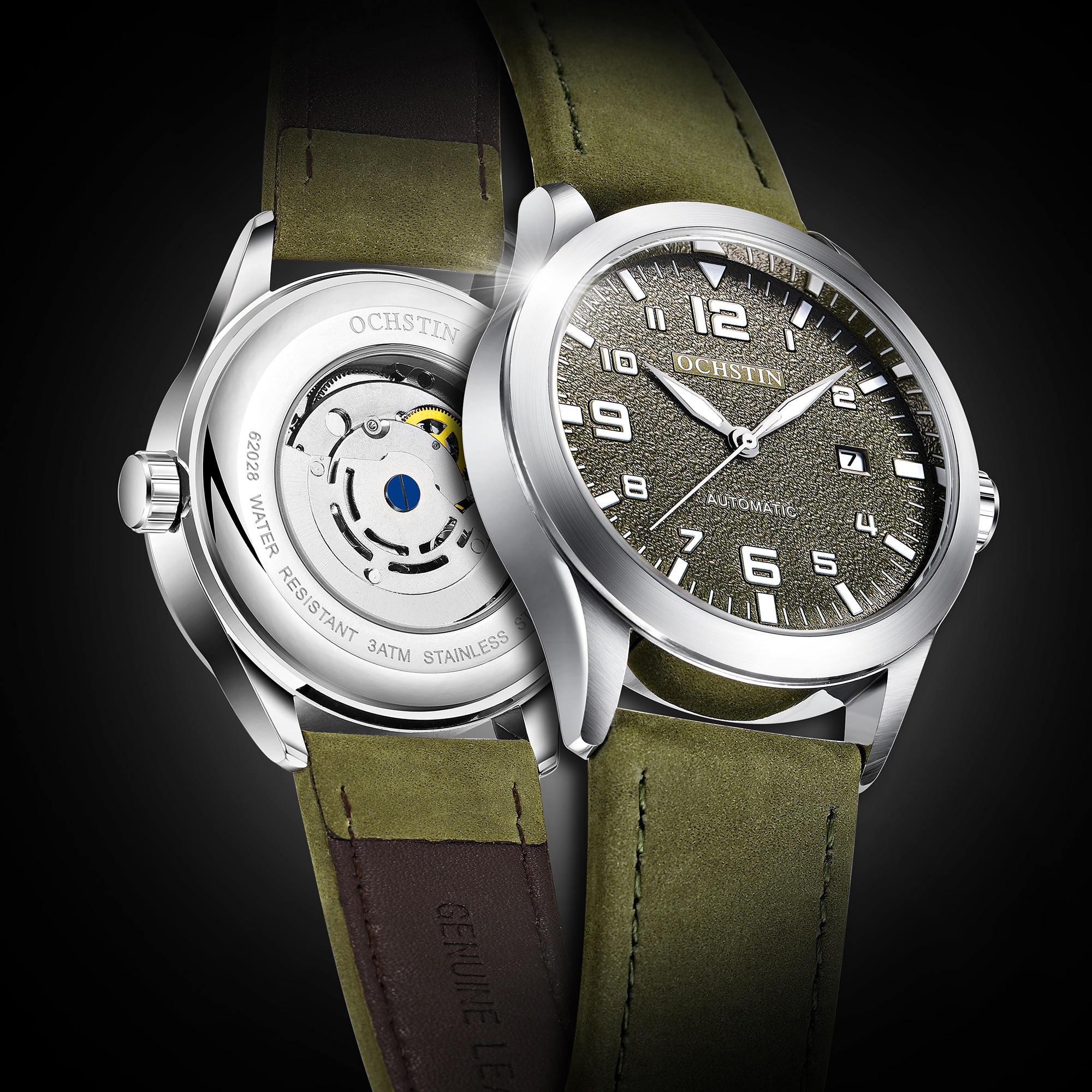 OCHSTIN Mann Mechanische Pilot Armbanduhren Luxus Selbst Wind Leder Mechaniker Männliche Uhr Auto Datum Relogio Masculino für Männer