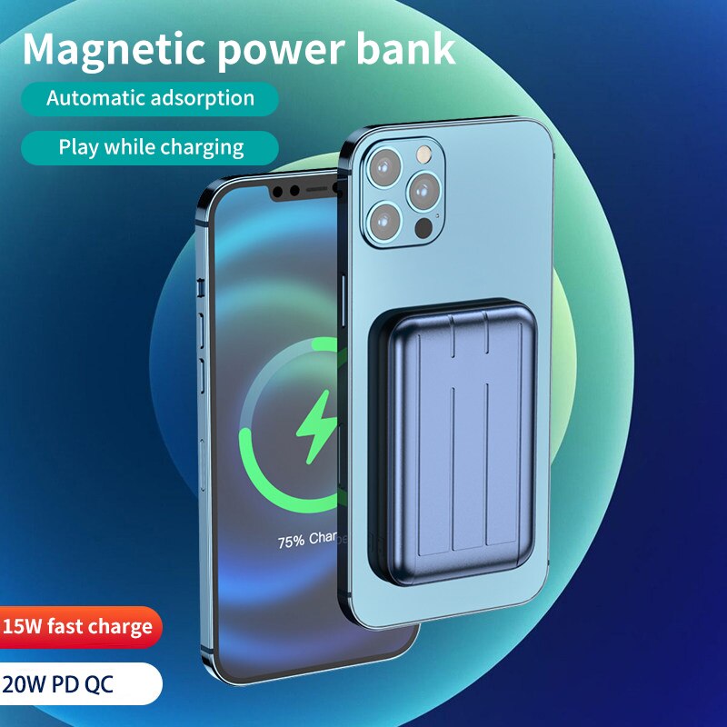 15W Magnetic Charger Power Bank For Magsafe Iphone 12 12pro Max 12 Mini Wireless Charging Powerbank Mobile Phone Battery Android
