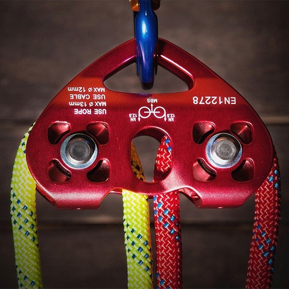 Zip Line Trolley Pulley Outdoor Rock Climbing Rescue Dual Pulley Stainless Steel Sheaves 5600lbs / 25KN