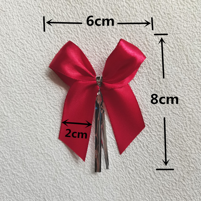 100pcs Multiple Colors Satin Ribbon Bowknot Sealing Wire Bakery Packing Birthday Party Bows For Wedding Decoration 6CM