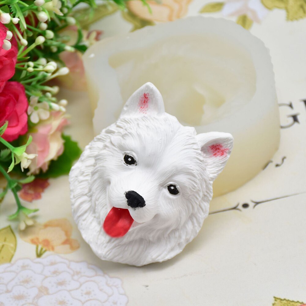 3D DIY Siliconen Mal Samojeed Hond Kerst Decor Gips Klei Cake Mallen Cupcake Fondant Chocolade Mallen Cake Decorating Tool