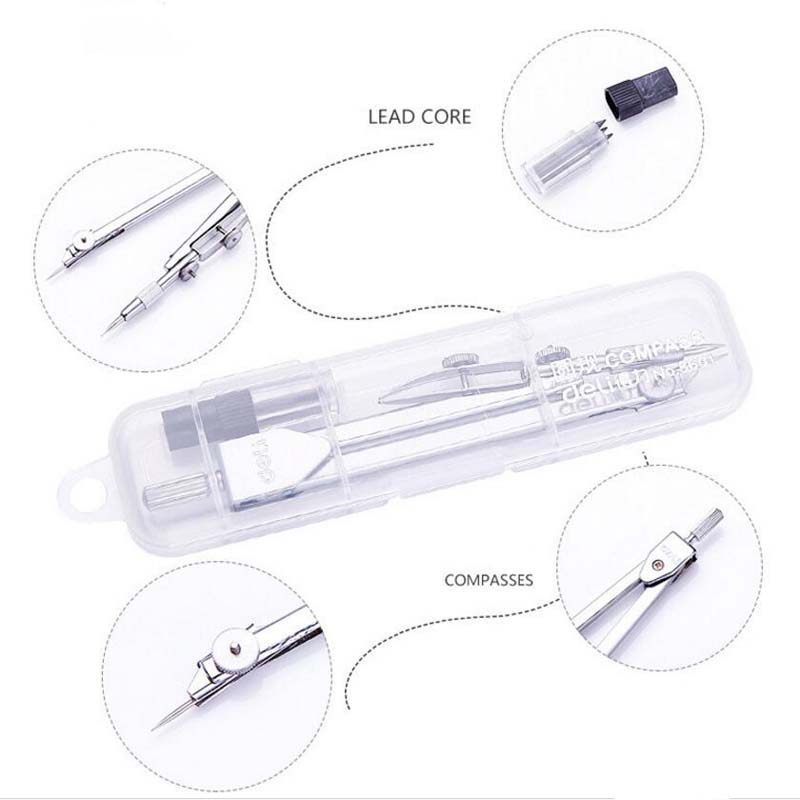 EZONE 1PC Adjustable Precision Drawing Compass Math Geometry Tool Compass Giving Lead Core School Stationery Supply
