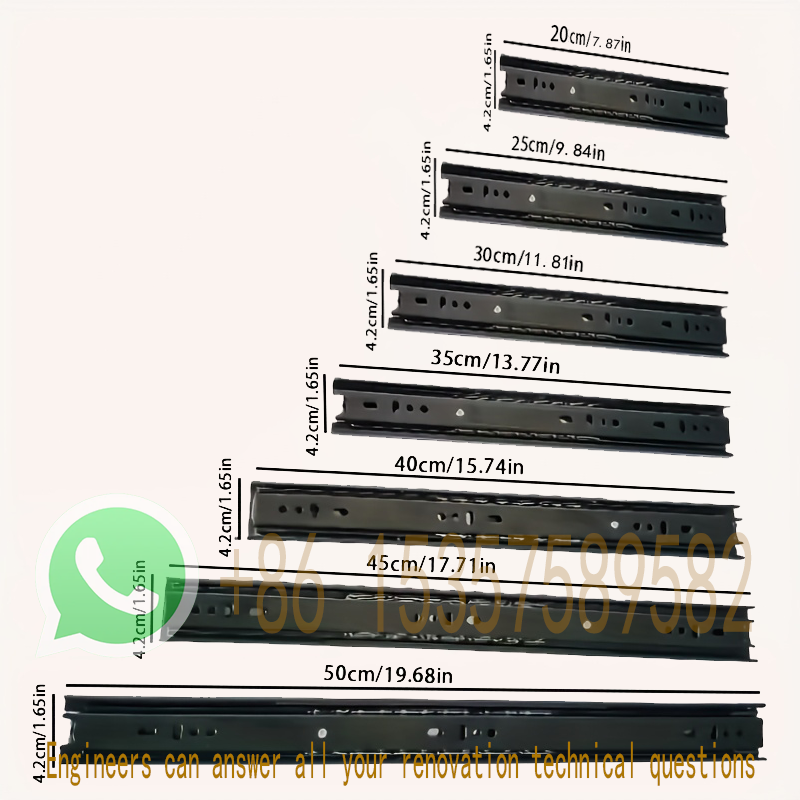 Drawer Rail 8~20Inch Cold Rolled Steel Drawer Slides Close Drawer Sliding Track Three-Section Cabinet Slides Furniture Hardware