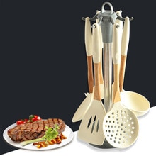 6 Pieces Cooking Tools Set Premium Silicone Kitchen Cooking Utensils Set Turner Soup Spoon Strainer Pasta Server Spoon
