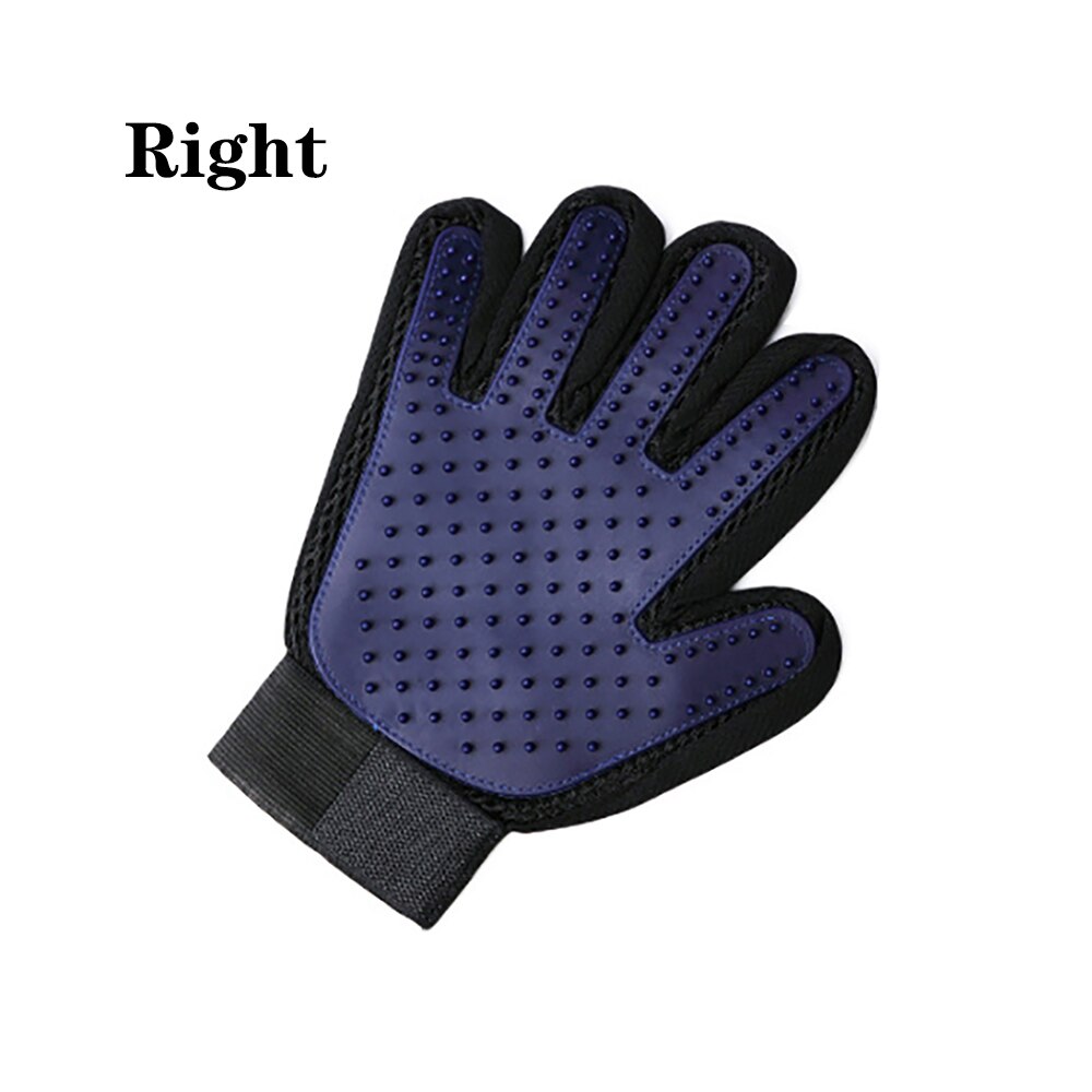 Gants de toilettage pour chiens et chats, brosses en Silicone, pour le bain, plusieurs couleurs: Blue Black Right