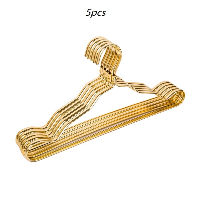 Cintres métalliques pour vêtements, 20 pièces, en alliage d'aluminium, support de séchage antidérapant, épais et coupe-vent, pour sous-vêtements, ceinture, manteau: Gold-5pcs