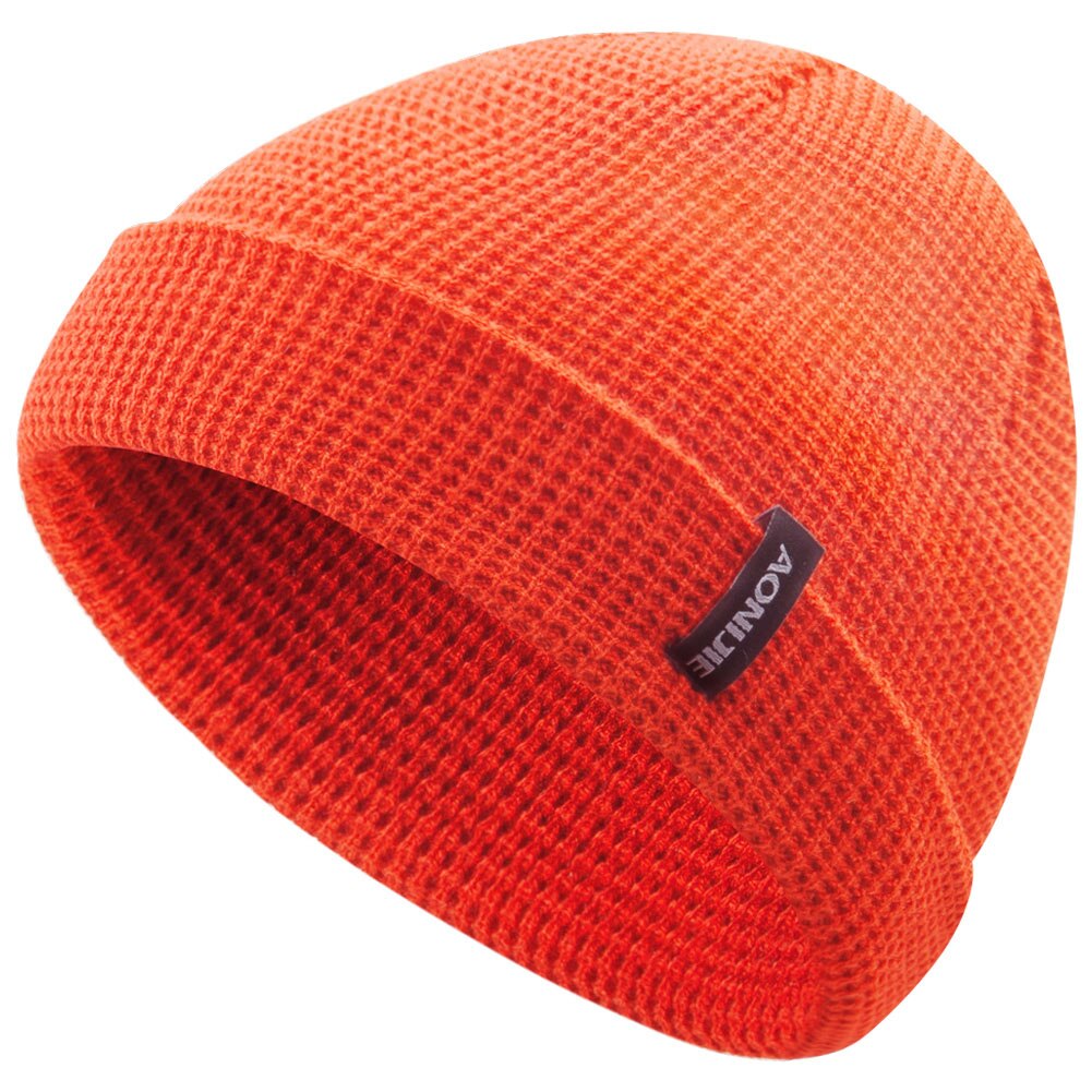 AONIJIE Winter Thermal Sports Slouchy Cuffed Knit Beanie Hat Skull Cap For Running Marathon Travelling Cycling Men Women: M27S Orange