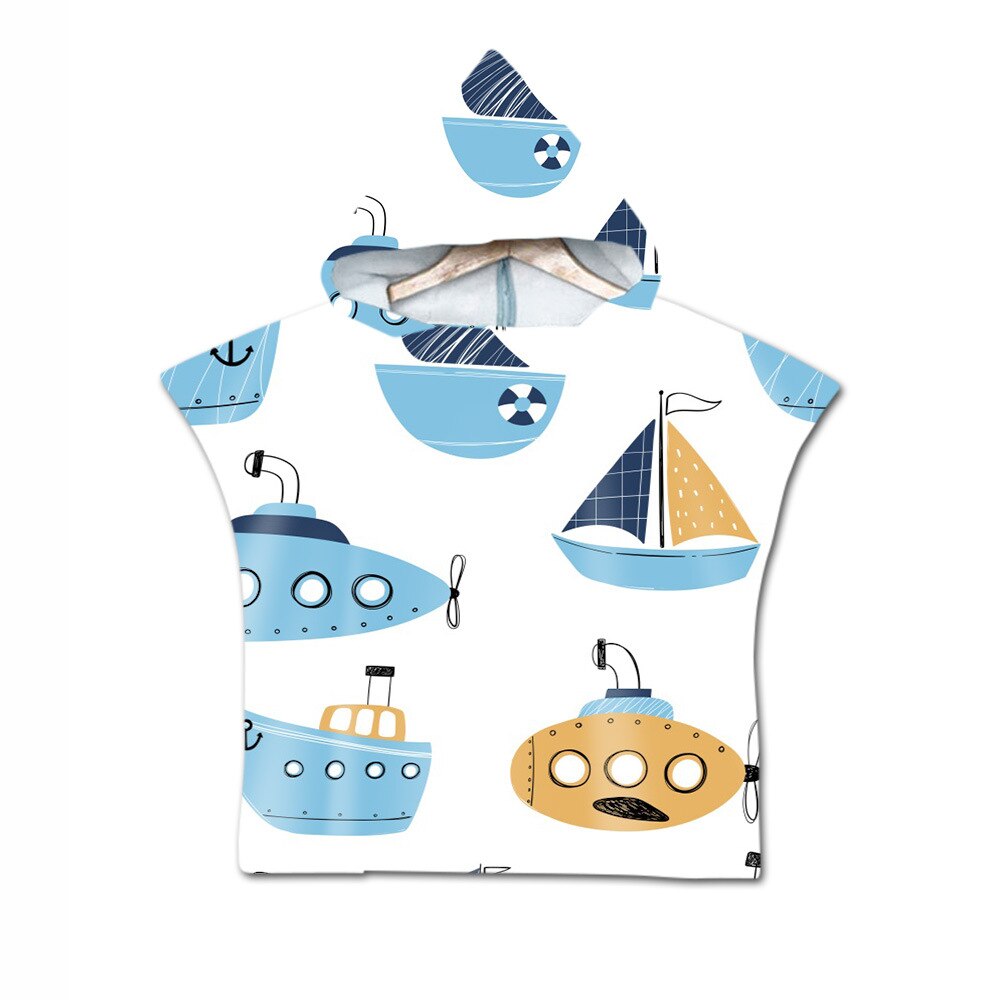 Microfiber Gedrukt Kids Strand Poncho Handdoek Outdoor Kind Wetsuit Veranderende Gewaden Met Mantel Quick Dry Hooded Badhanddoeken 60*80Cm