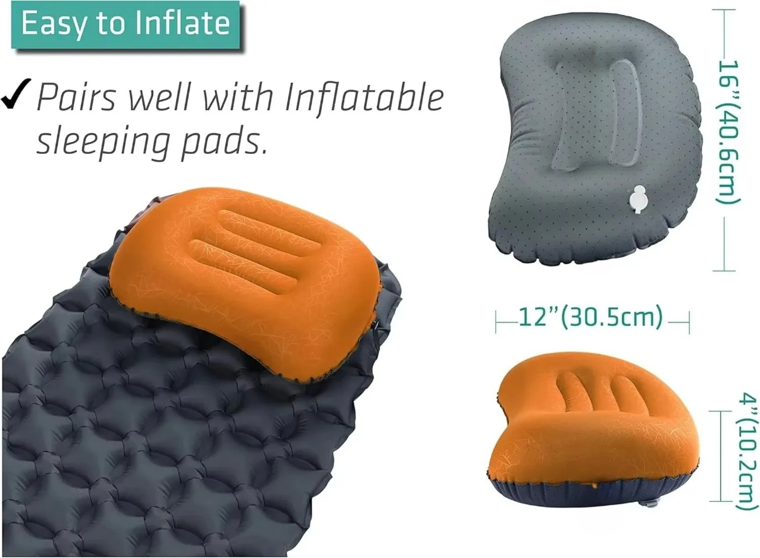 Ultralight Inflatable Camping Travel Pillow,Ergonomic Inflating Pillows,Cushions for Neck & Lumbar Support While Camp Hiking