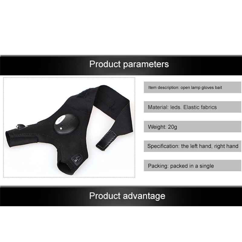 Outdoor vissen magische riem vingerloze handschoen led zaklamp handschoen overleving kamperen wandelen reddingsgereedschap links