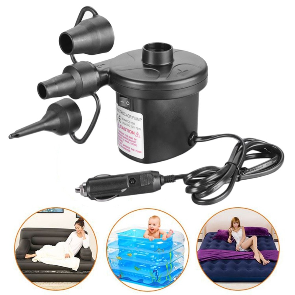 12V Car Auto 3 Nozzles inflatable boat Air suction Pump gas-fill Air compressor Electric Air Pump for Beds Mattresses Toys