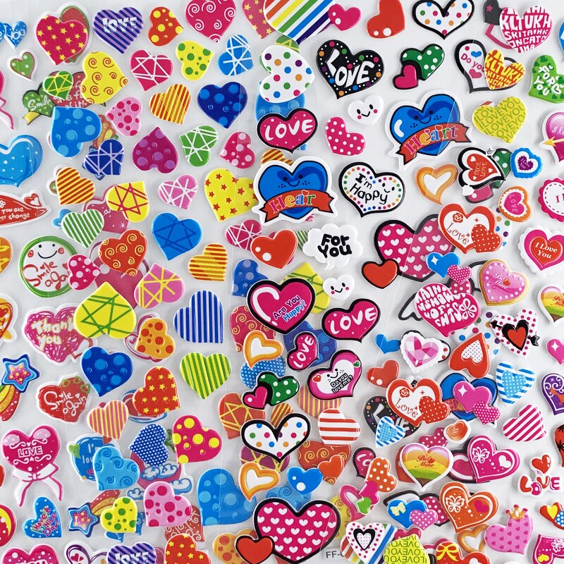4 Vellen/Set Kids Stickers 3D Cartoon Liefde Hartvormige Scrapbooking Stickers Voor Meisje Jongen Kamer decoratie