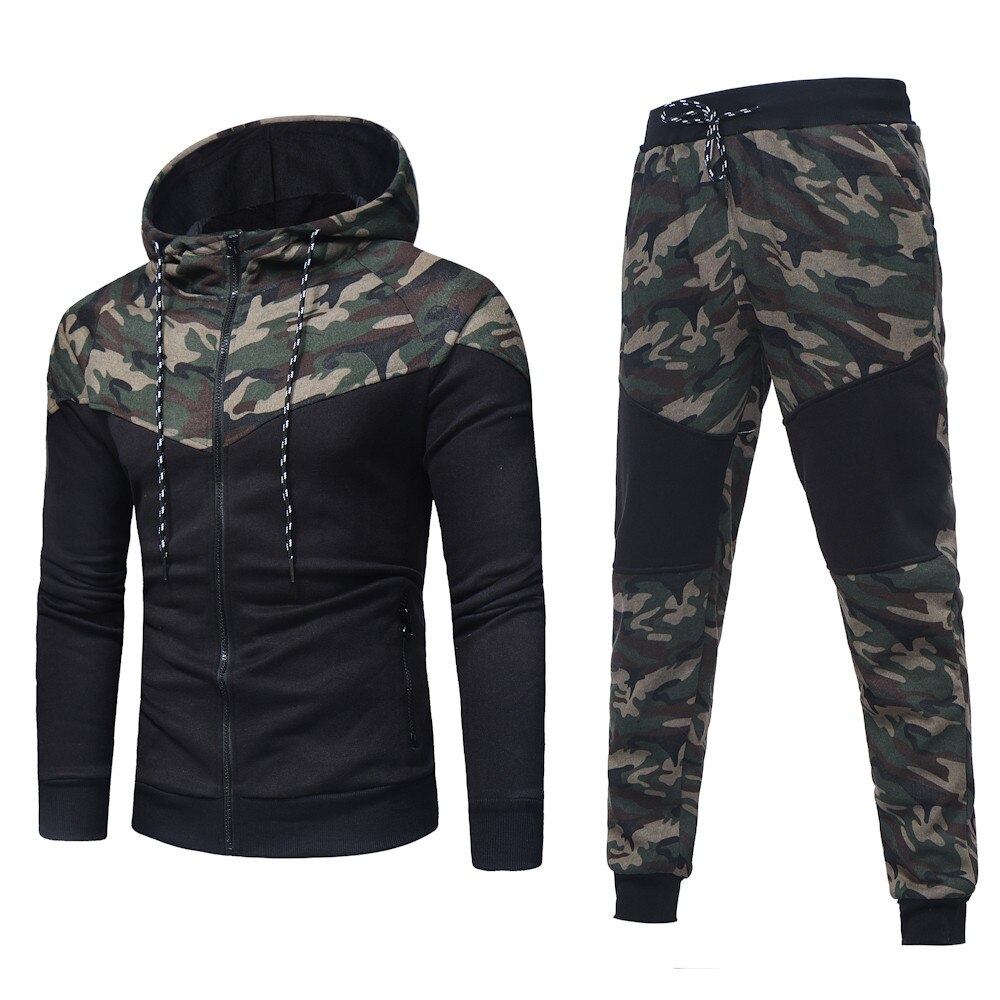 Esportes dos homens de roupas masculinas Outono Inverno Camuflagem Camisola Top Calças Define Terno Dos Esportes Treino de alta qualidade Da Moda #7