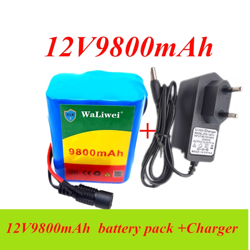 12 V 9.8 Ah 9800Mah 18650 Oplaadbare Batterij Met Bms Lithium Batterij Bescherming Boord + 12.6V 1A lader