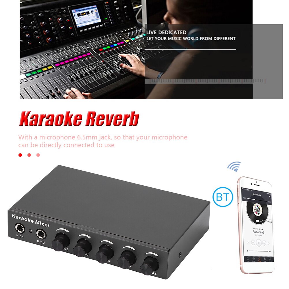 Portable Audio Karaoke Mixer - 20Hz-20KHz Frequency Response - 6.5mm Mic Jack - 160x120x32mm