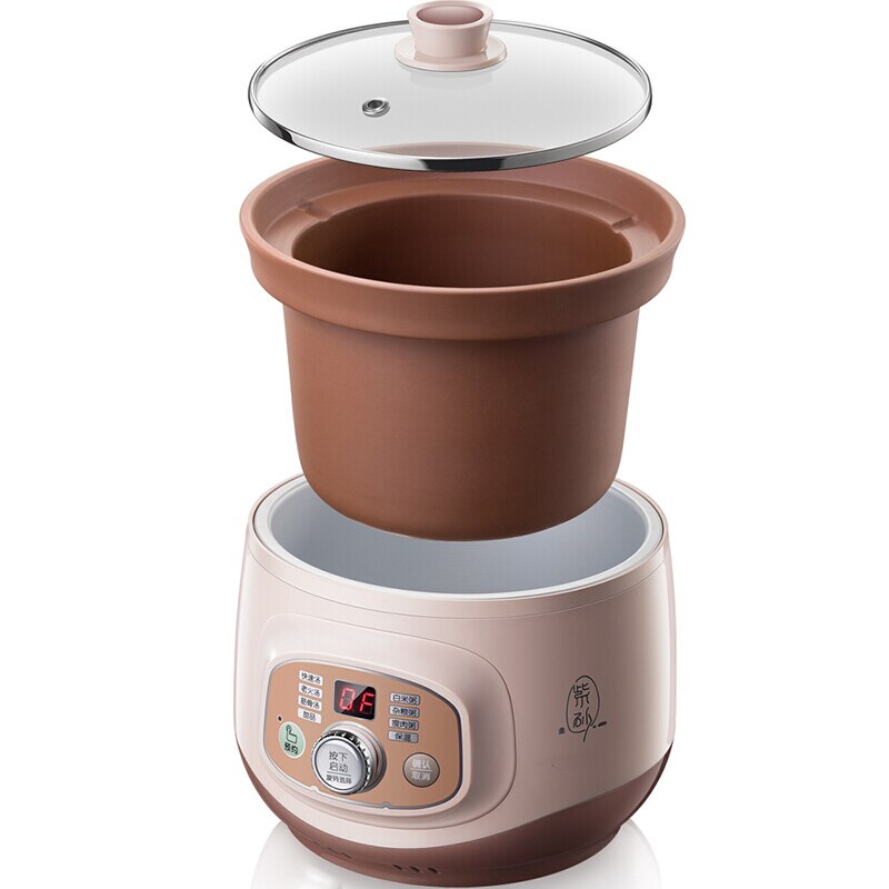 Brown Electric cooker soup stewing porridge 2L multifunction purple clay safe electric slow cooker