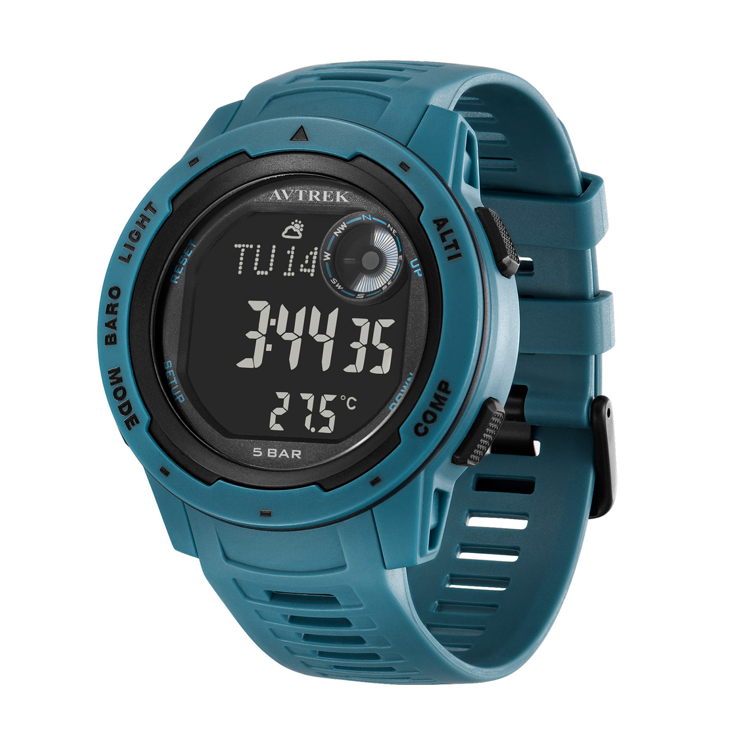 Avtrek Outdoor Digital Sports Watch Pedometer Men's Electronic Wrist Watches Compass Waterproof Hiking Climbing Tourist Watches: Blue