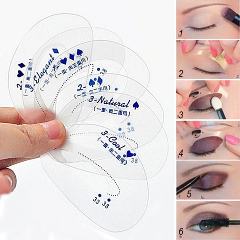 6Pcs Oogschaduw Model Eyeliner Grooming Shaping Assistent Template Stencil Card
