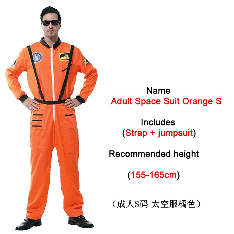 disfraz de Halloween para niños ropa de astronauta Ropa de baile máscara cosplay traje pilotos: Adult orange -S