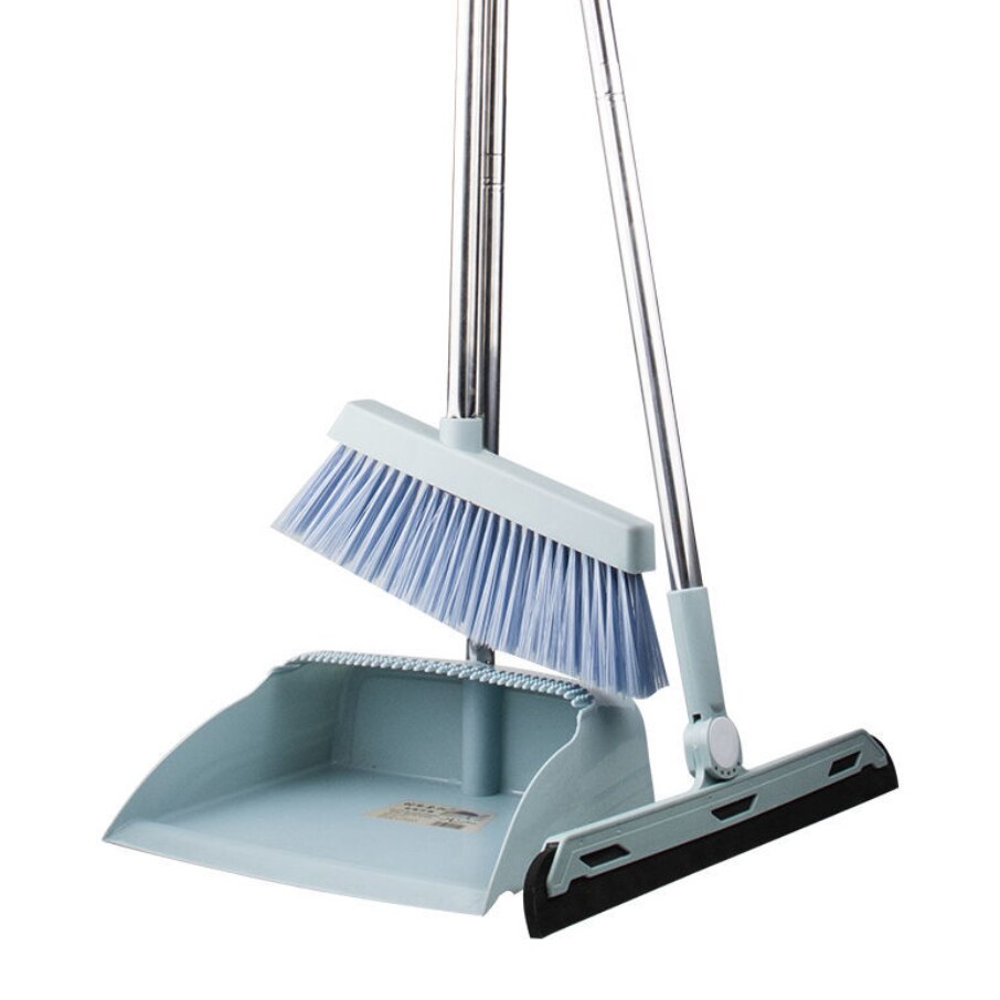 Windproof Broom & Dustpan With Broomstick Cleaning Brush Long Comb Teeth Floor cleaning Broom and Dustpan Litter Picker: broom dustpan Wiper