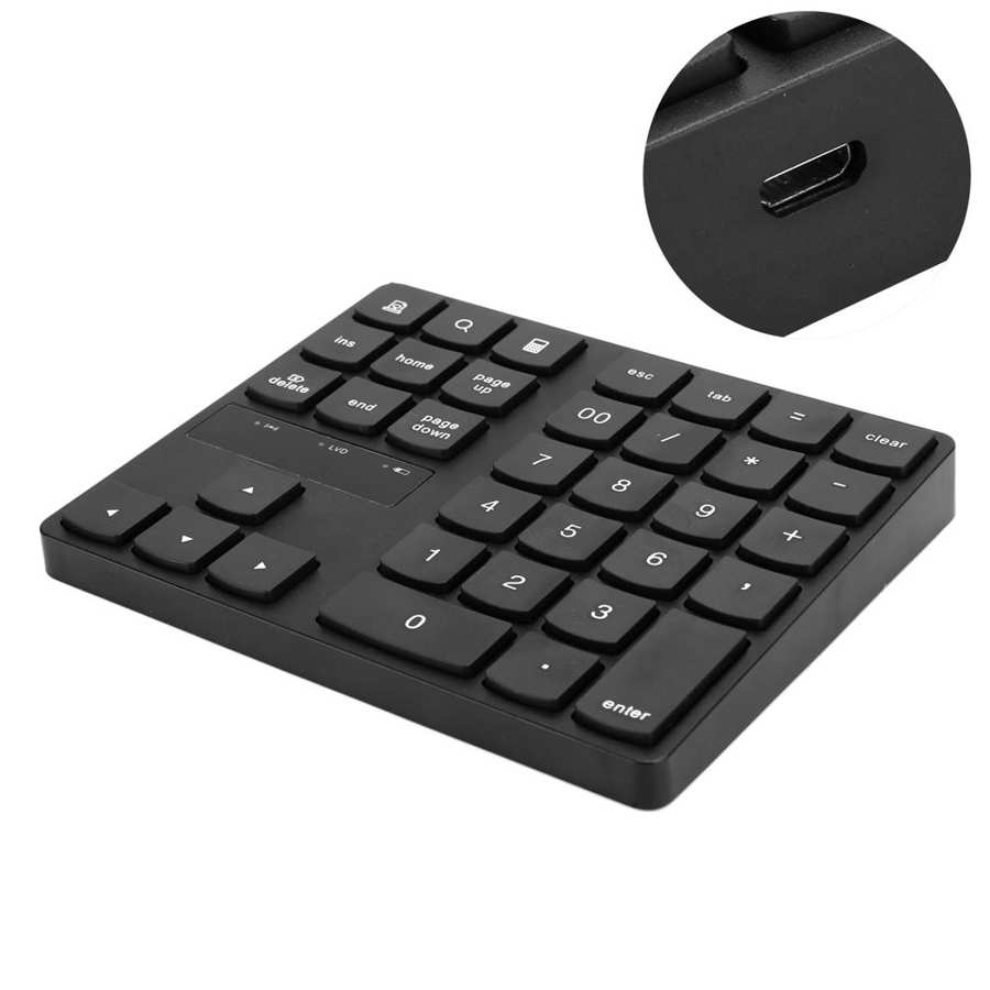 2.4G Wireless Number Pad Portable Mini Numeric Keypad 35 Keys Ultra Slim Keypad for Laptop Computer