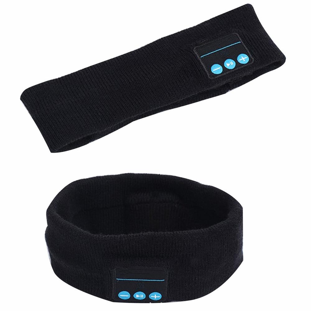 Bluetooth Music Headband Knits Sleeping Headwear Headphone Speaker Headset Stereo Music Hands-free For Running Jogging: black